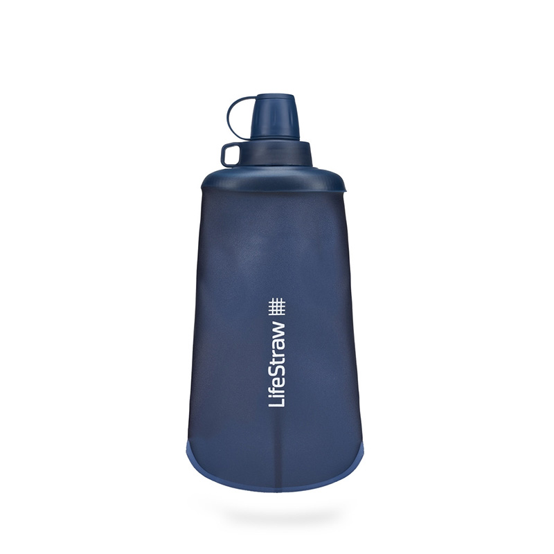 gourde filtrante pliable squeeze bottle bleu 650ml