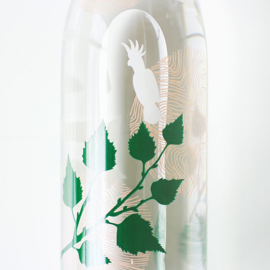 zoom détails bouteille en verre metis birds